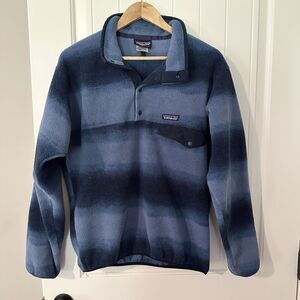 Patagonia Pullover Jacket Hand Dipped Navy Blue Synchilla Snap T Sweater Medium